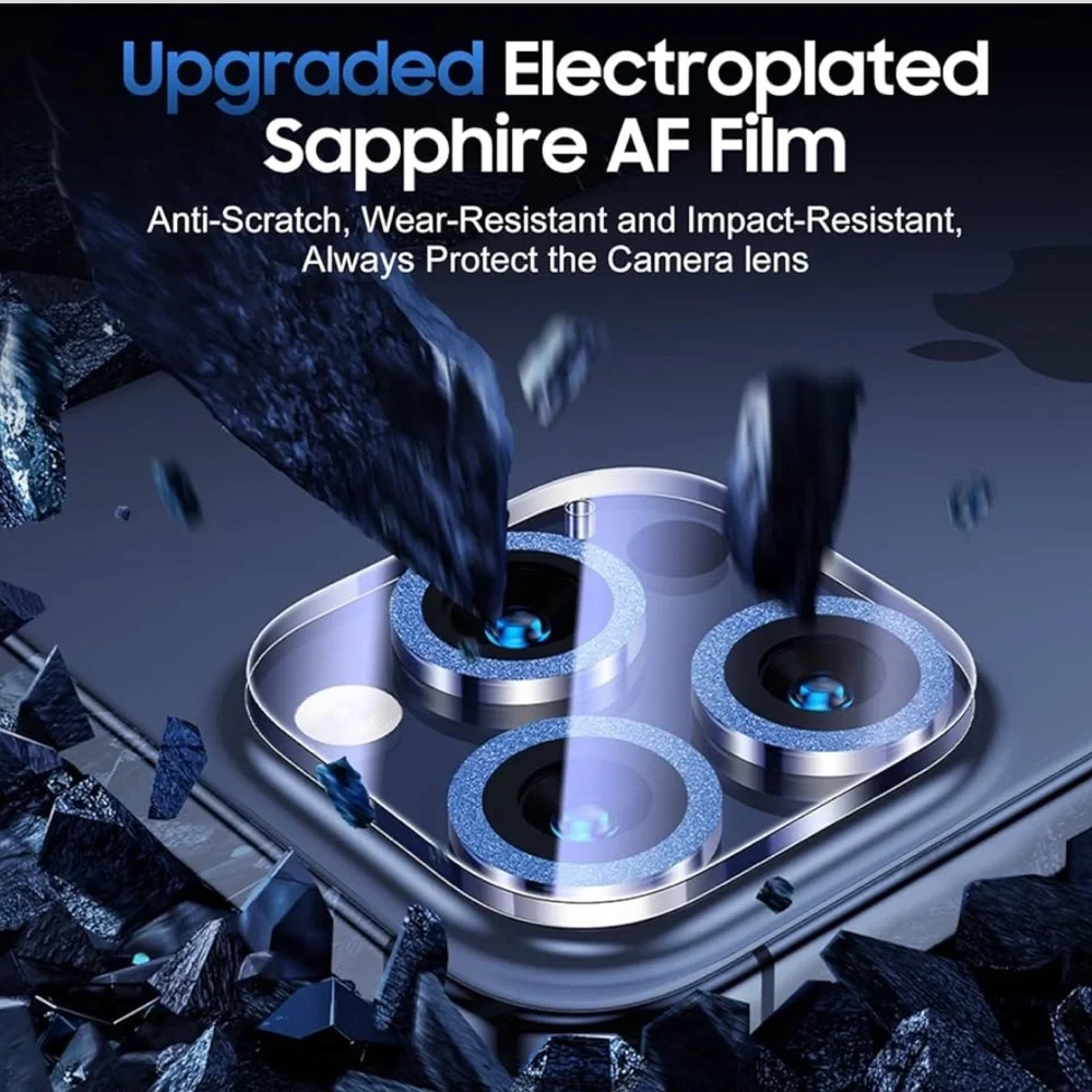 5for$10 Glitter Blue iPhone 15 Pro/iPhone 15 Pro Max Camera Lens Protector 3Pk